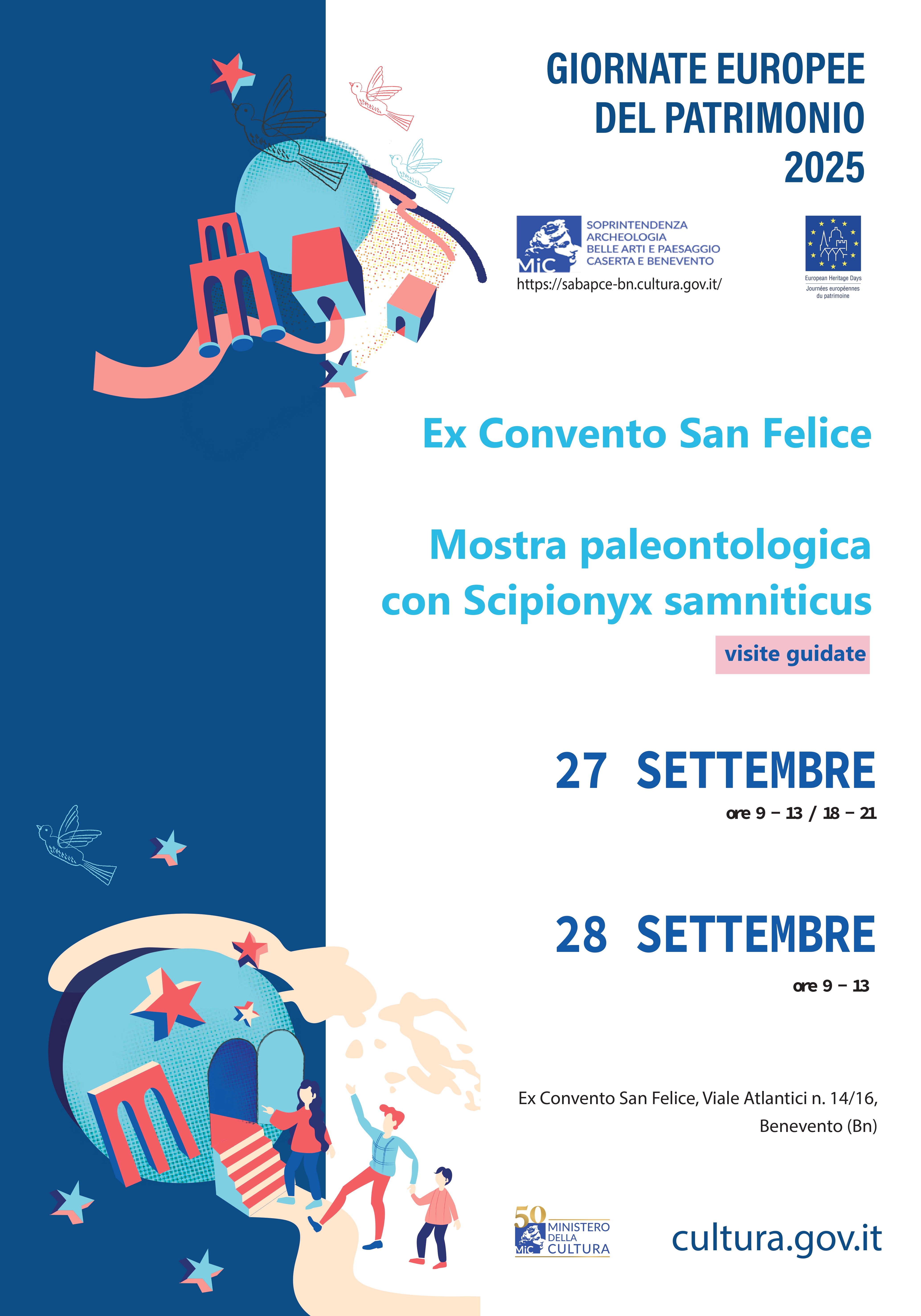 GEP 2025 Sabato 27 e domenica 28 settembre 2025 la Soprintendenza Archeologia belle arti e paesaggio per le province di Caserta e Benevento apre l’ex Convento San Felice organizzando visite guidate. Ingresso gratuito